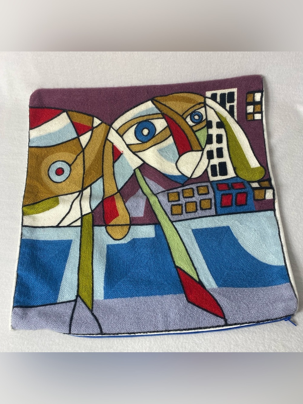 Portrait Picasso Inspired Decorative Cushion Pillow Cover Embroidered